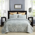 JML European Floral Quilt Set Grey Floral Queen
