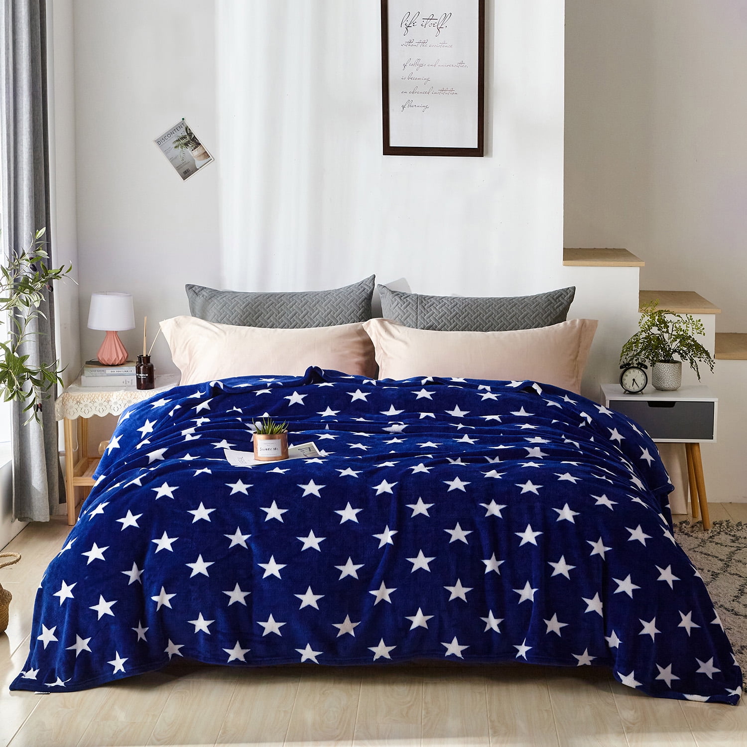 JML Flannel Fleece Blanket King Size (90"x102"),Lightweight Cozy Warm