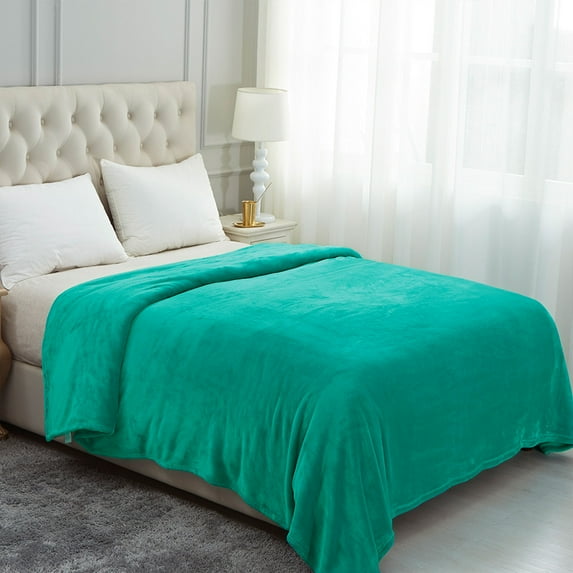 JML Fleece Bed Blankets Queen Teal - Soft Lightweight Plush Cozy Blanket Microfiber, 77"X81"