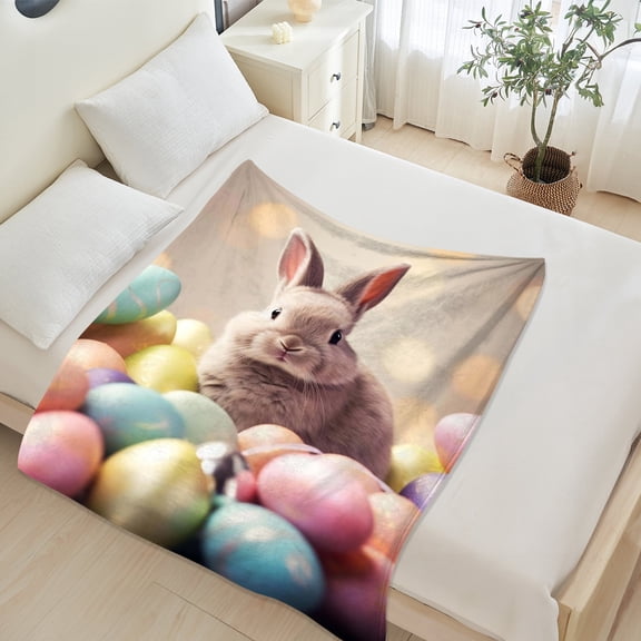 JML Fleece Blanket for Easter - Soft Printed Throw Blanket, Fuzzy Blankets & Throws 40x50 Inches