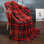 JML Fleece Soft Cozy Plush Throw Blanket, Red & Black Plaid, Standard Throw