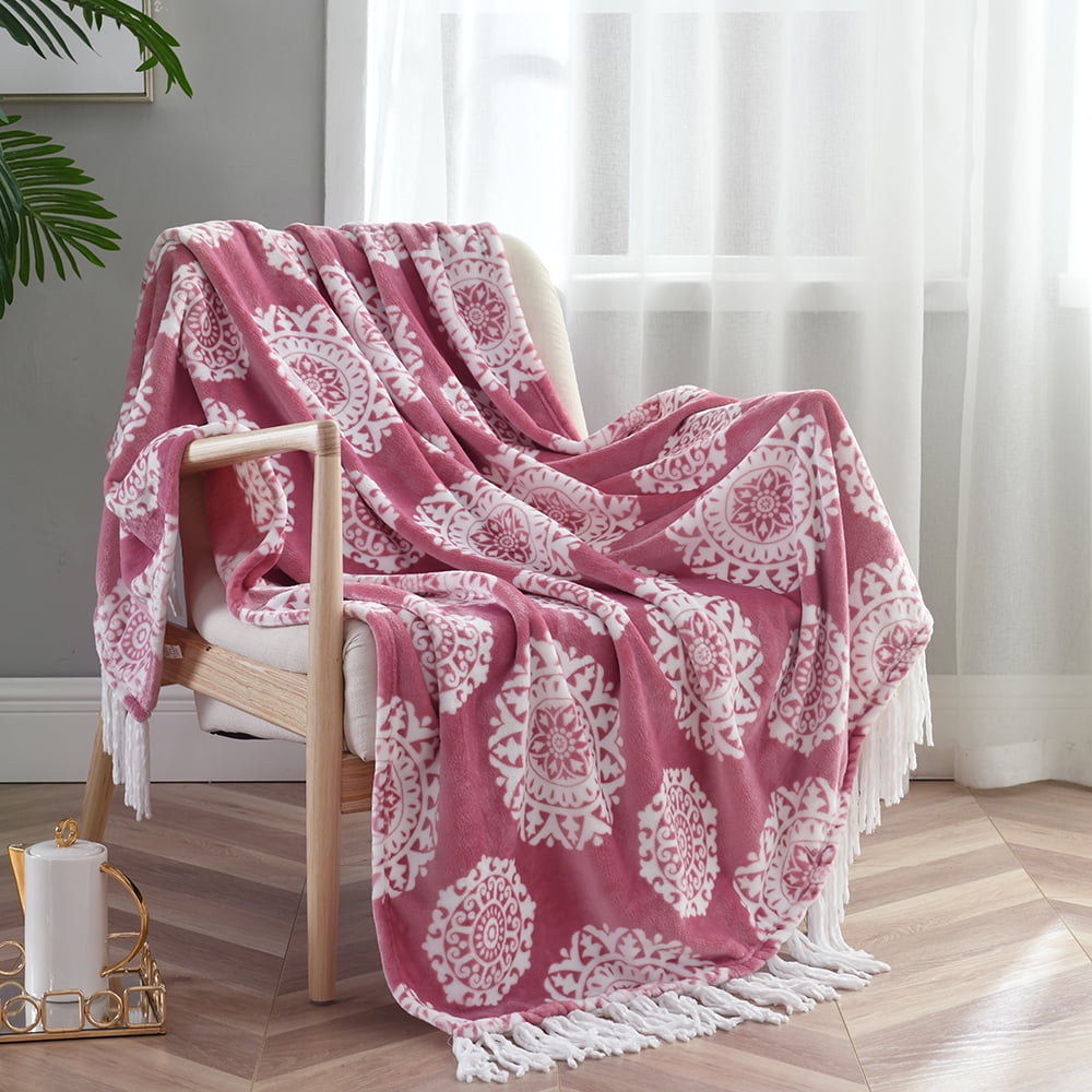 JML Fleece Throw Blanket Soft Cozy Plush Nap Blanket,50"x60", Pink