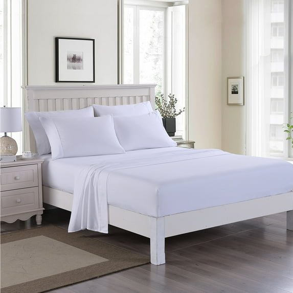 JML Full Bed Sheet Set 6 Piece, Brushed Microfiber Sheet Set With 14" Deep Pockets,White