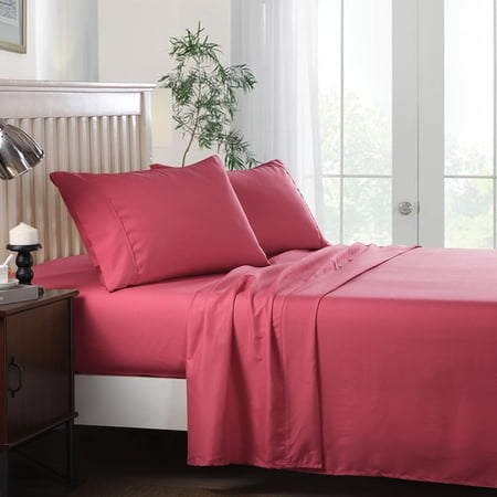 JML Full Sheet Set Burgundy,Microfiber Bedding Sheet & Pillowcases,Fade Resistant,4 Piece