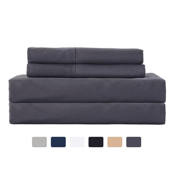 JML Full Sheet Set Dark Grey,Microfiber Bedding Sheet & Pillowcases,Fade Resistant,4 Piece