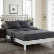 JML Full Size Bed Sheet Set Dark Grey,4 Piece Brushed Microfiber, 14" Deep Pocket, Dark Grey