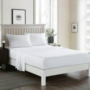 JML Full Size Bed Sheet Set White,4 Piece Brushed Microfiber, 14" Deep Pocket, White