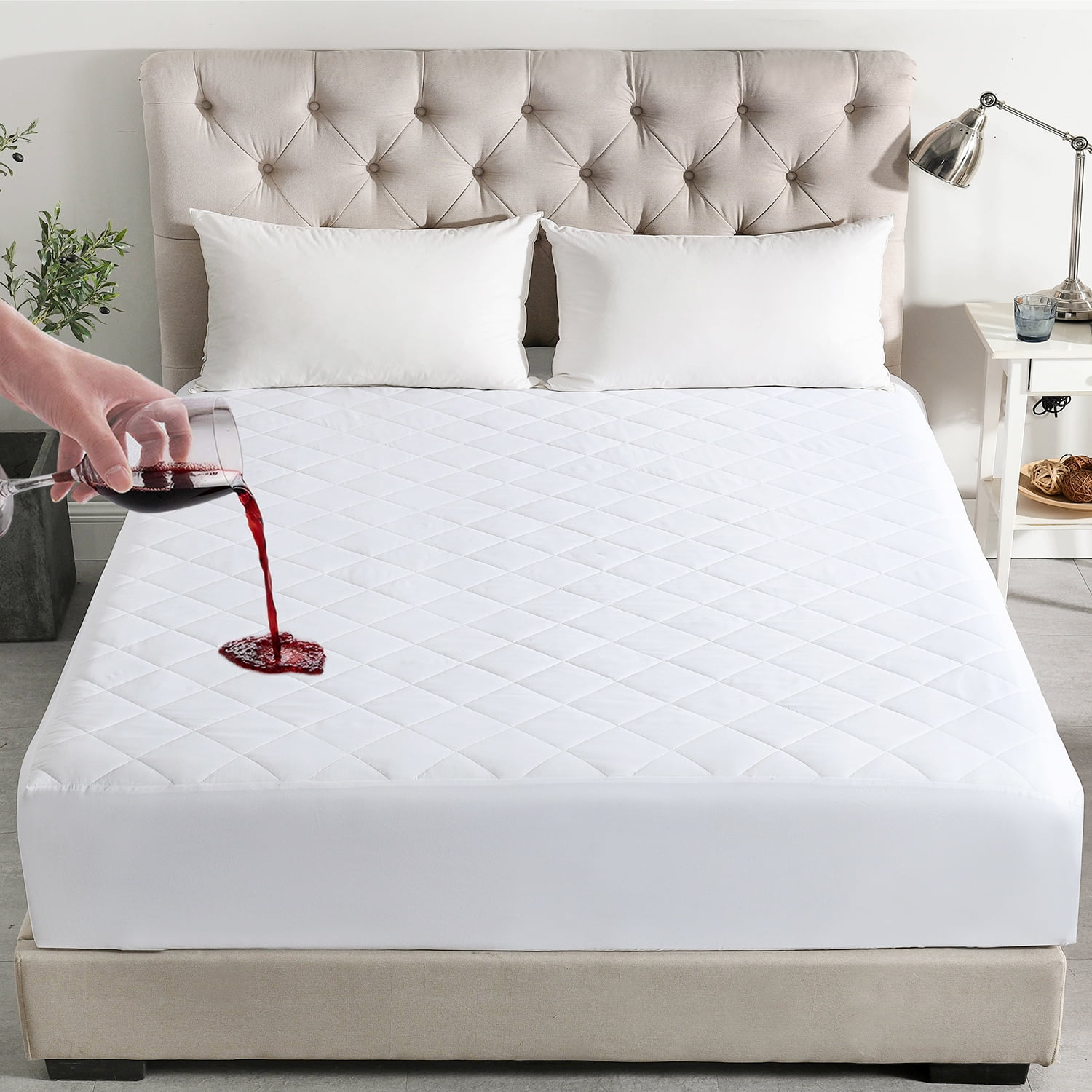 Quilted Fitted Mattress Pad, 100% Waterproof Mattress Cover Stretches –  MattressUpp