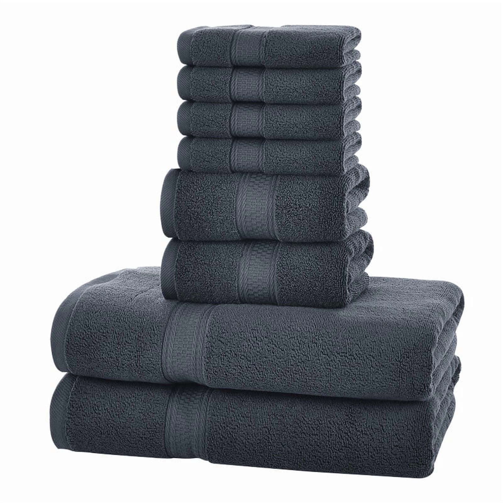 JML Gray Bath Towel Set of 8 Pieces - Cotton Blend Highly Absorbent Towels for Bathroom, 2 Soft Bath Towels, 2 Hand Towels, 4 Washcloths