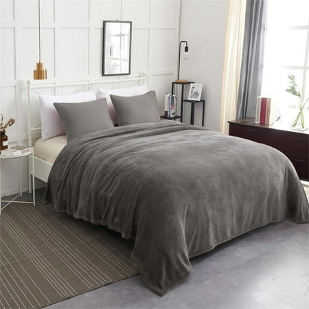 JML Gray Solid Print Polyester Bed Blanket, Full