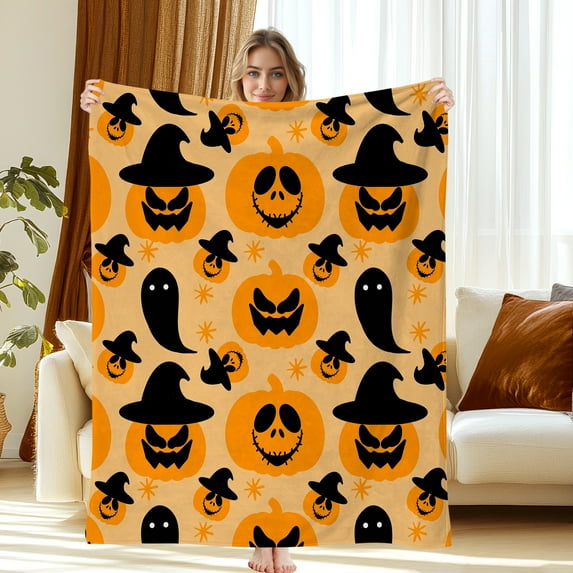 Halloween Throw Blanket 30" x 40" - Soft Flannel Blanket, Cozy Plush for Couch, Sofa & Bed, Fall Winter Decor, for Kids & Adults