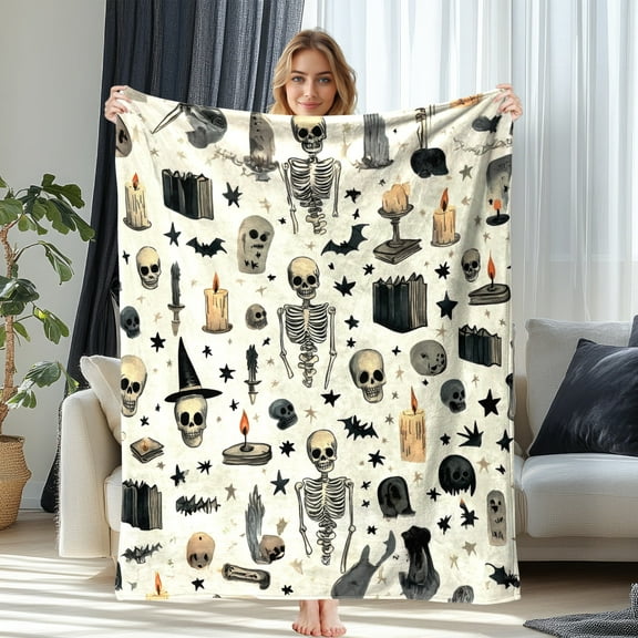 Halloween Throw Blanket 30" x 40" - Soft Flannel Blanket, Cozy Plush for Couch, Sofa & Bed, Fall Winter Decor, for Kids & Adults