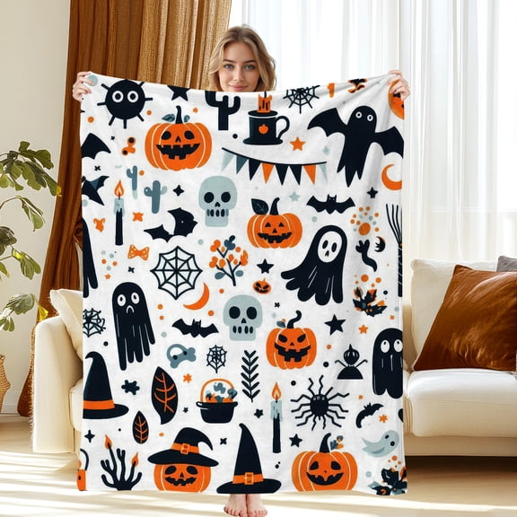 JML Halloween Themed All Season Throw Blanket for Adults - Soft and Cozy 60"x80" Perfect for Home Decor and Trick-or-Treat