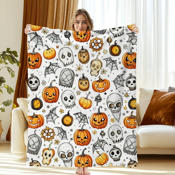 JML Halloween Themed All Season Throw Blanket for Adults - Soft and Cozy 60"x80" Perfect for Home Decor and Trick-or-Treat