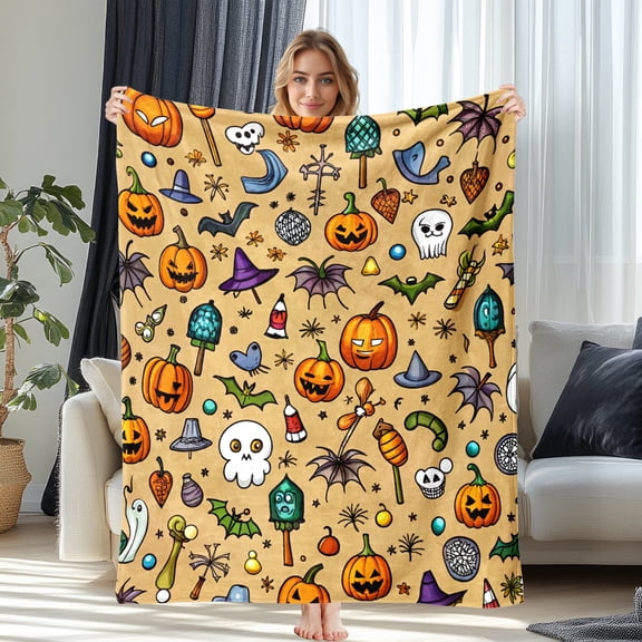 JML Halloween Themed All Season Throw Blanket for Adults - Soft and Cozy 60"x80" Perfect for Home Decor and Trick-or-Treat