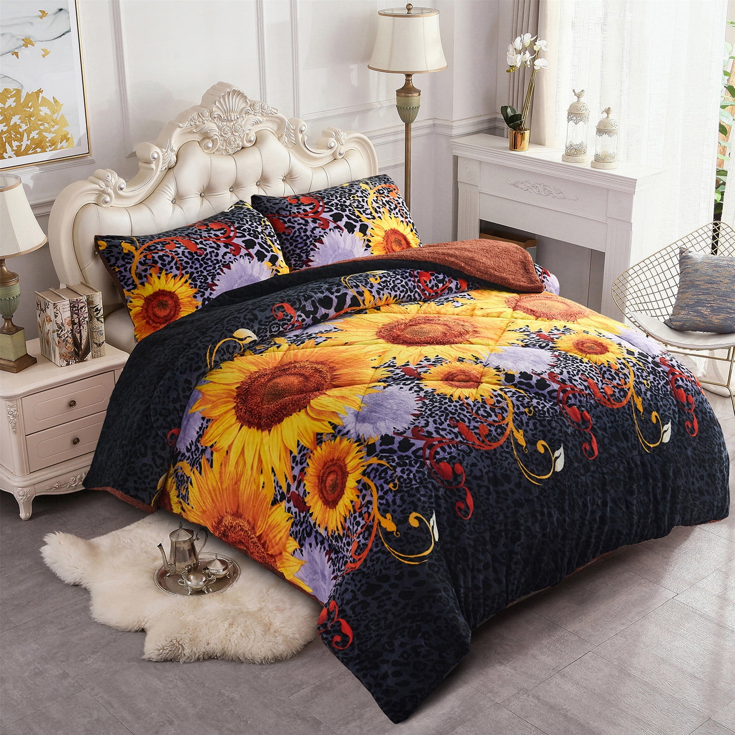 JML King 3 Piece Sherpa Fleece Bed Blanket,Warm Borrego Blanket,79"x91",6.5lb