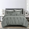 thumbnail image 1 of JML King Comforter Set 7 piece, Grey, Needle Stitch Pinch Pleat Design Comforter, 1 of 5