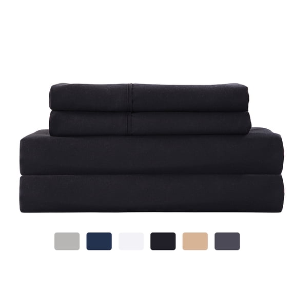 JML King Sheet Set Black,Microfiber Bedding Sheet & Pillowcases,Fade Resistant,4 Piece
