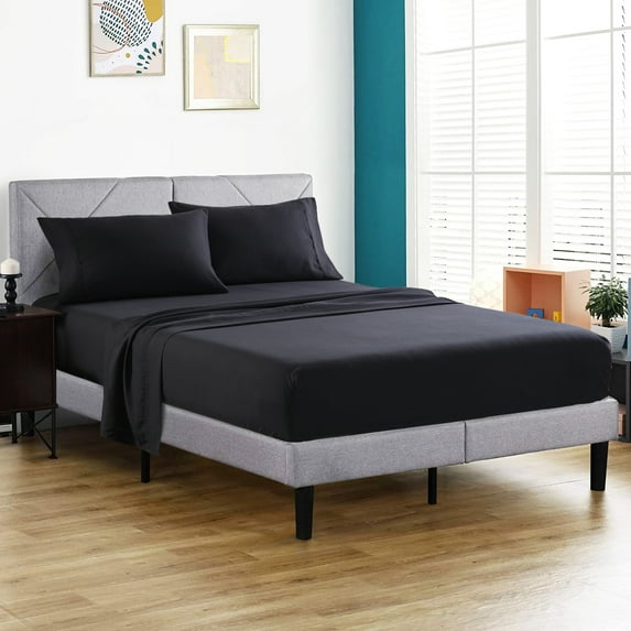 JML King Sheet Set - Soft Brushed Microfiber Wrinkle, Fade, Stain Resistant - 4 Piece,Black
