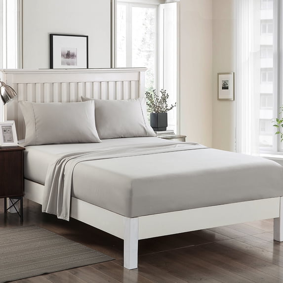 JML King Size Bed Sheet Set Grey,4 Piece Brushed Microfiber, 14" Deep Pocket, Grey
