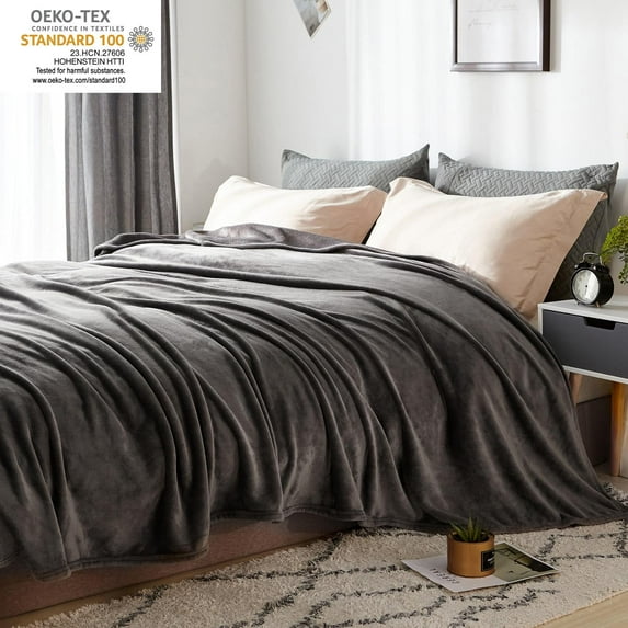 JML King Size Flannel Fleece Blanket 90"x104", Luxury Soft Flannel Blanket Suit for Home Bed, Sofa & Dorm