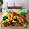 thumbnail image 1 of JML King Size Fleece Bed Blanket Reversible Thick Soft Warm Blanket 83 x 91 inches,5.7lbs, Tiger/Tiger, 1 of 8