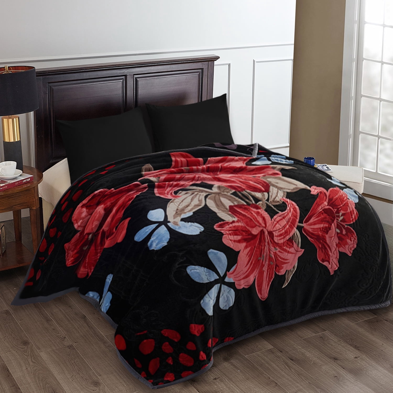 JML King Size Soft Warm Fleece Bed Blanket Reversible Thick Mink Blanket 83 x 91 inches,5.7lbs