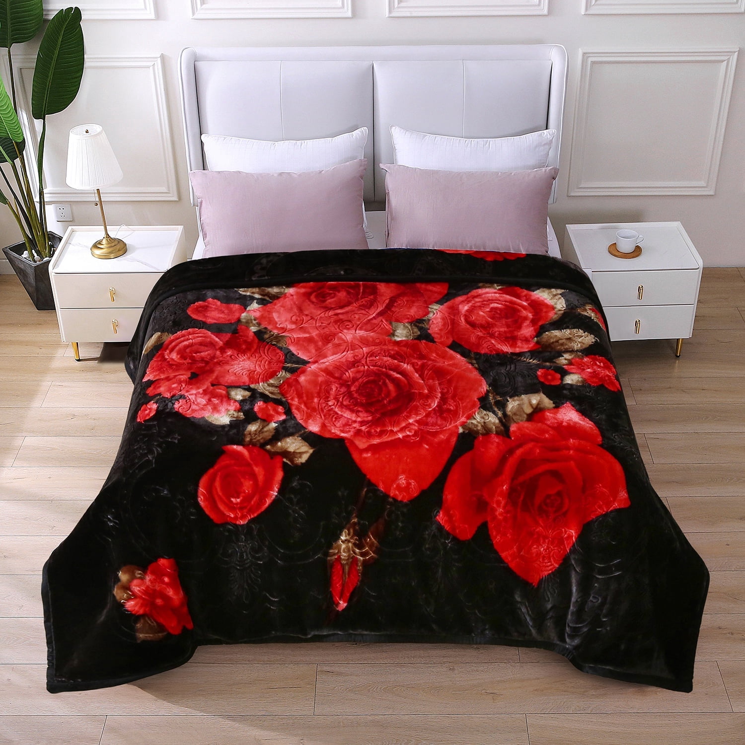 JML King Size Soft Warm Fleece Bed Blanket Reversible Thick Mink Blanket 83 x 91 inches,5.7lbs