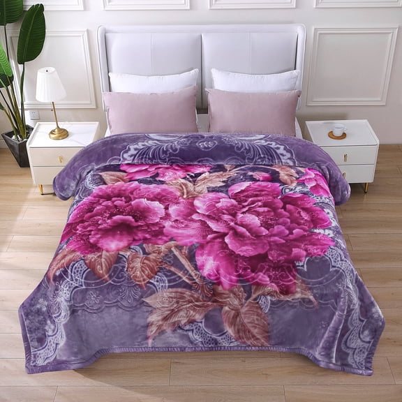 JML King Size Soft Warm Fleece Bed Blanket Reversible Thick Mink Blanket 83 x 91 inches,5.7lbs