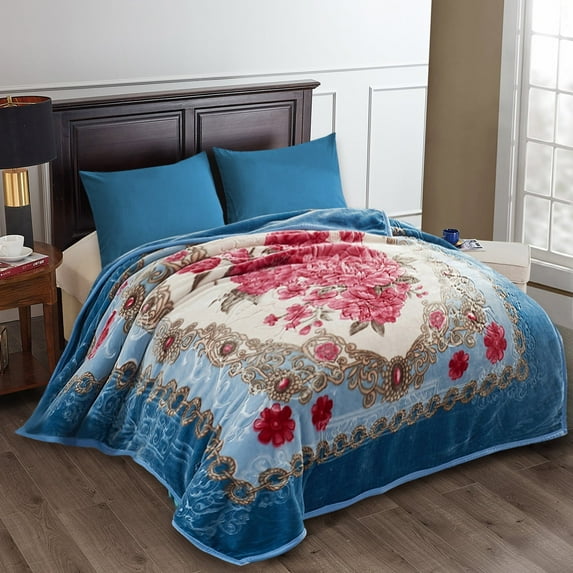 JML King Size Soft Warm Fleece Bed Blanket Reversible Thick Mink Blanket 83 x 91 inches,5.7lbs