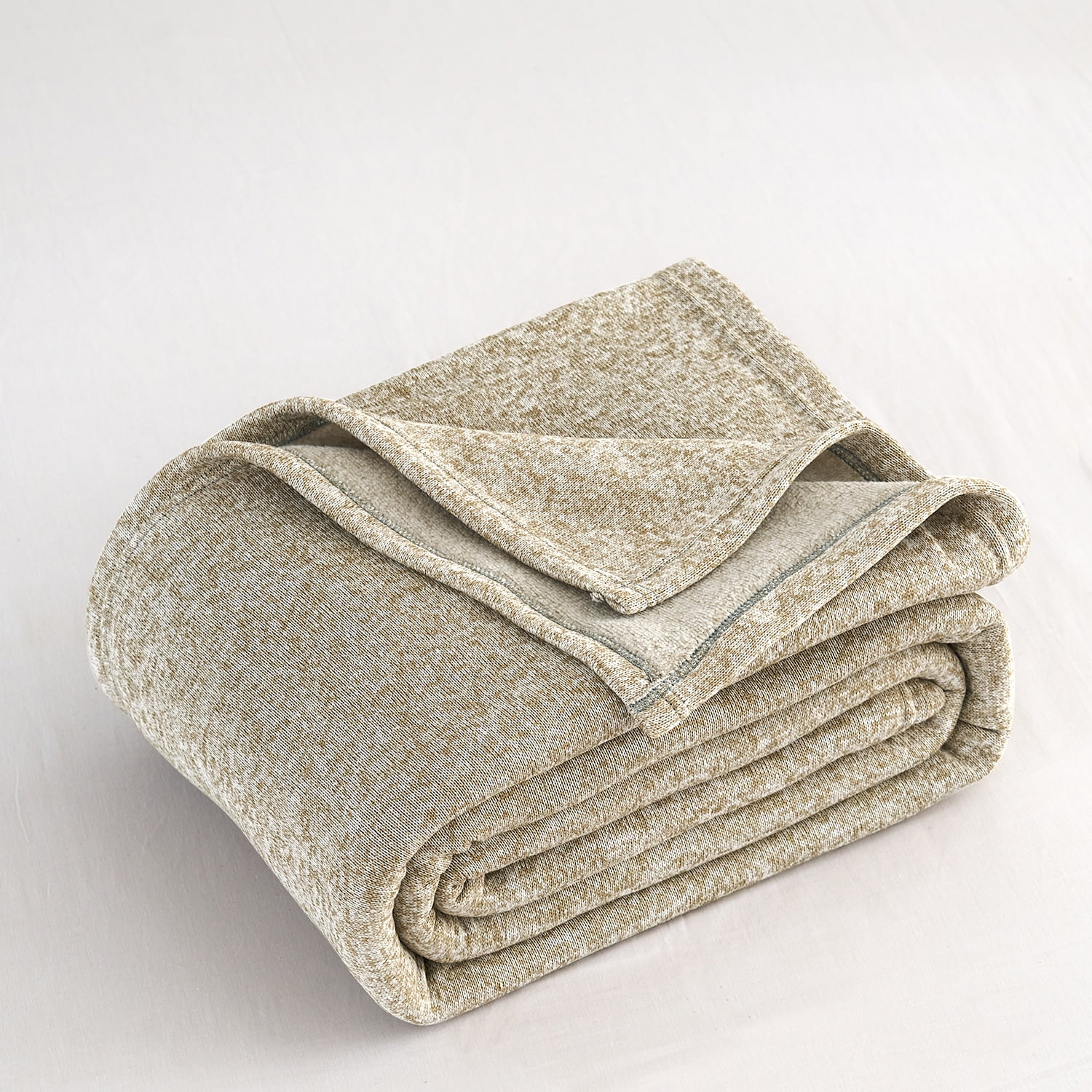 JML Knit Blanket King Size with 2 Shams Lightweight Fuzzy Jersey Blanket, 90"X108", Camel
