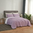 thumbnail image 1 of JML Knit Blanket Queen 3 Piece (90"x90") with 2 Shams - Soft Jersey Blanket, Purple/White, 1 of 6