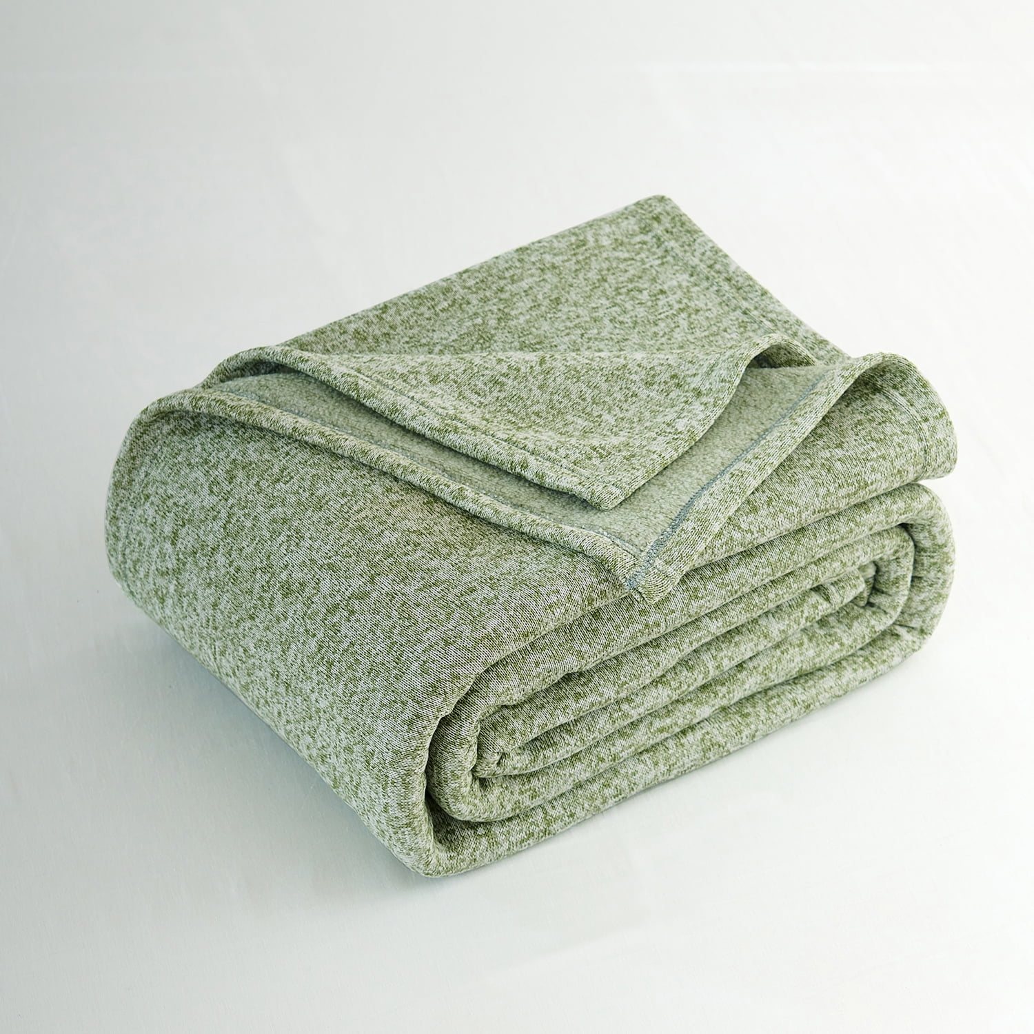 JML Knit Blanket Queen Size with 2 Shams Lightweight Fuzzy Jersey Blanket, 90"X90", Green