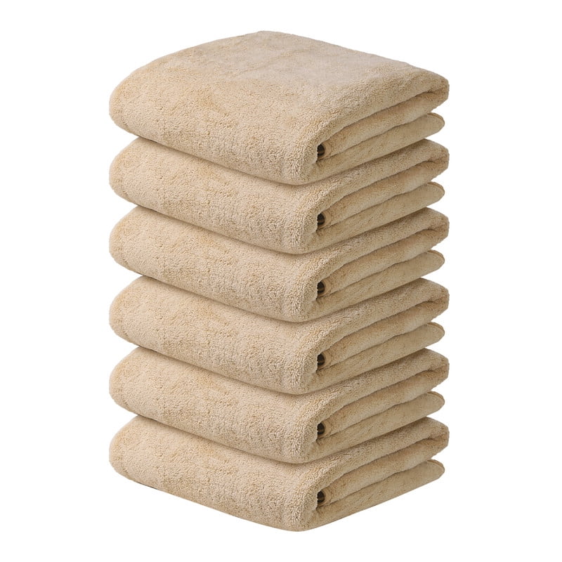 JML Large Bath Towels with Hanging Loop, 6 Pack, 30"x60", Camel, 350GSM, Soft, Absorbent, Microfiber Towel Quick Drying, Lint-free, No Fading