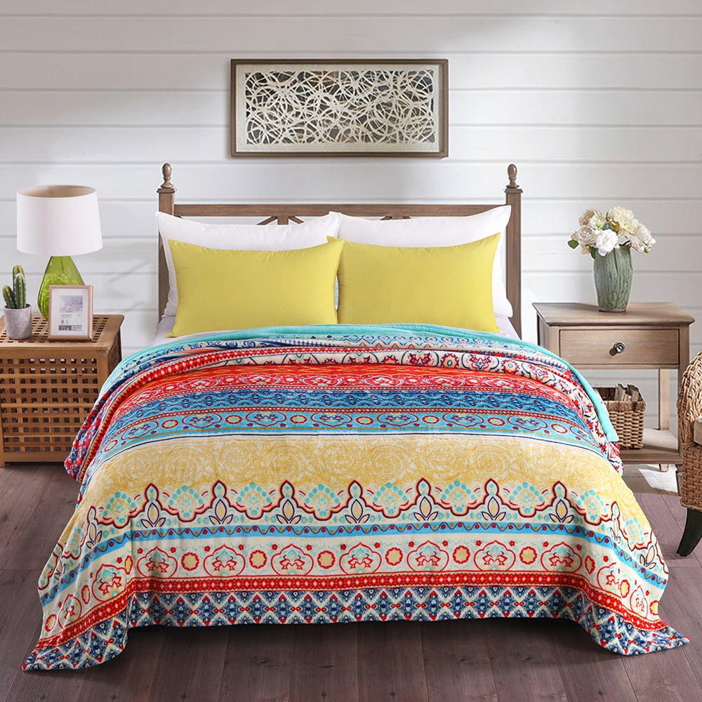 JML Lightweight Soft Plush Fleece Blanket for Bed Sofa,Beauty Pattern Printed 79"X81"