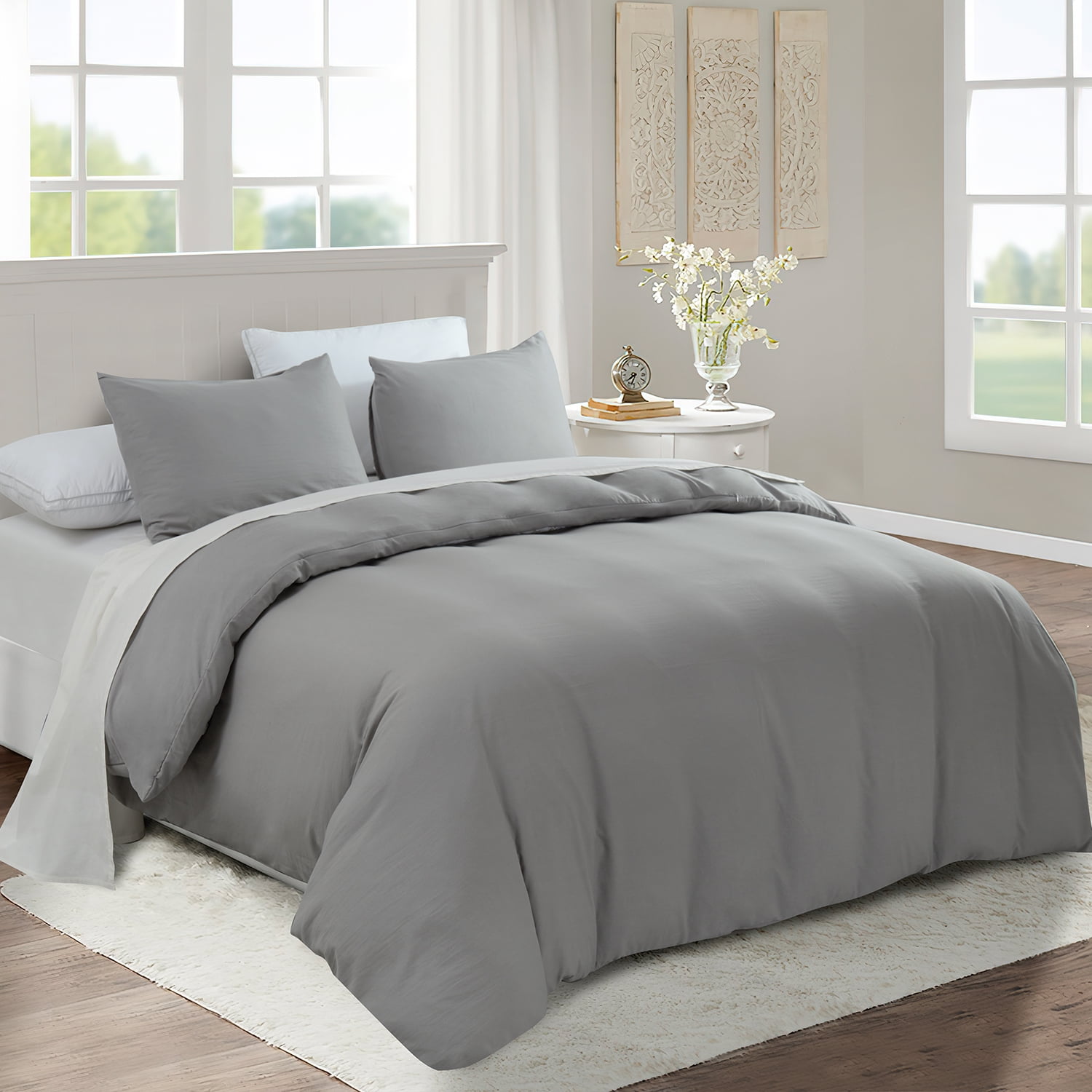 JML Luxury 2 Piece Duvet Cover and Sham Set - Premium Ultra-Soft - Easy Care, Wrinkle Resistant (Twin,Grey)