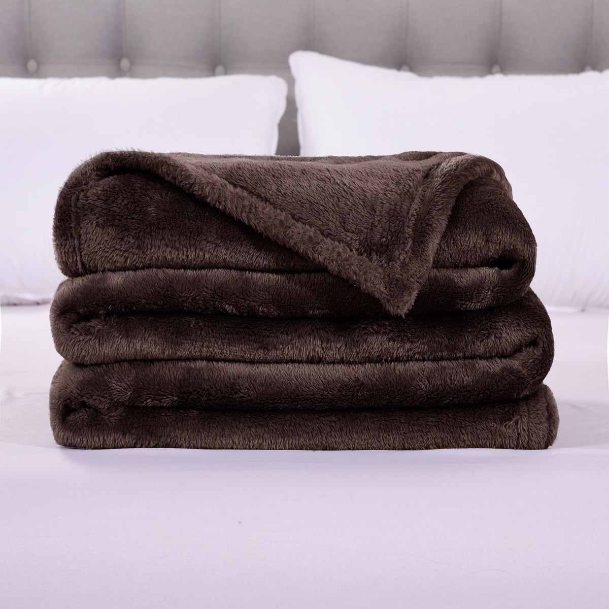 Brown Queen Reversible Fleece Blanket, 79" x 83"