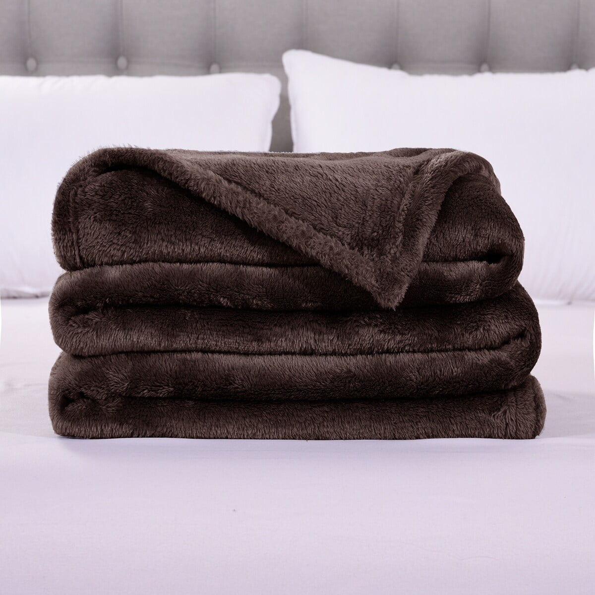 Brown Queen Reversible Fleece Blanket, 79" x 83"