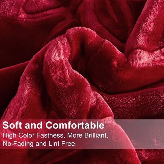 JML Luxury Embossed Floral Fleece Blanket Burgundy Fleece Weighted