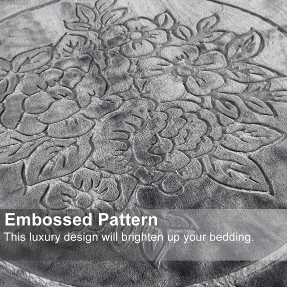 JML Luxury Embossed Floral Fleece Blanket Grey Fleece Weighted