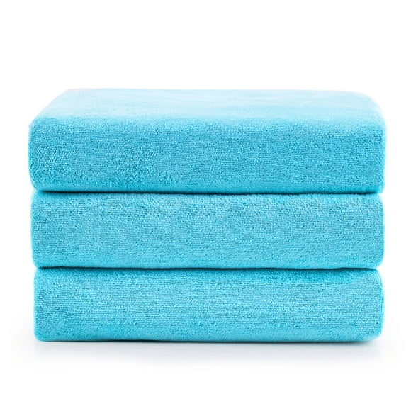 JML Microfiber Bath Towel Set(3 Pack, 27" x 55") Perfect for Bath, Swimming,Sports,Lake Blue