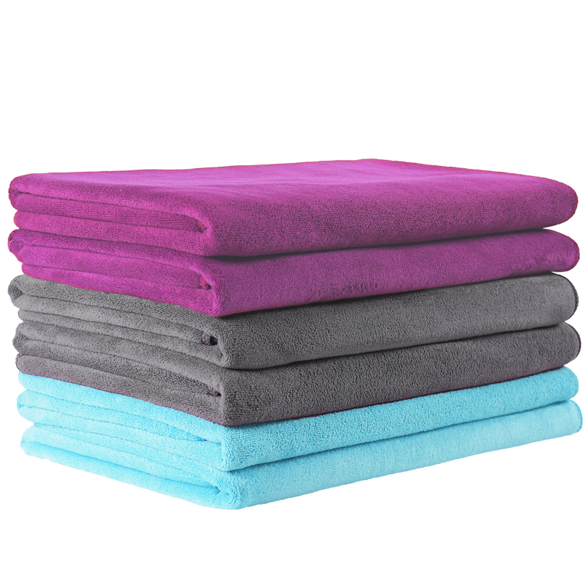 JML Microfiber Bath Towel Set 6 Pack 27 x 55 Absorbent Fast Drying Towels for Bath Multicolor Walmart