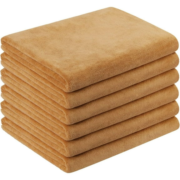JML Microfiber Bath Towels, Bath Towel Set 6 Pack(30" x 60"), Oversized, Soft, Super Absorbent and Fast Drying Bathroom Towel Set for Sport, Fitness, Yoga (Camel)