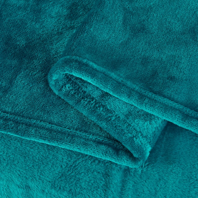 JML Microlight Ultra Soft Plush Throw Blanket Solid Teal Solid Color