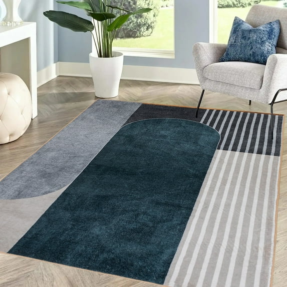 JML Modern Plant Abstract Area Rugs No-Shedding, Low Pile Foldable Carpet 3' x 5' - Stripe