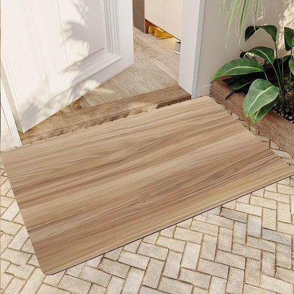 JML Non-Slip Microfiber & Rubber Doormat - Soft Entryway Rug for Home/Office (16"x24") - Easy Clean Door Mat for Indoor/Outdoor Use, Light Wood Grain