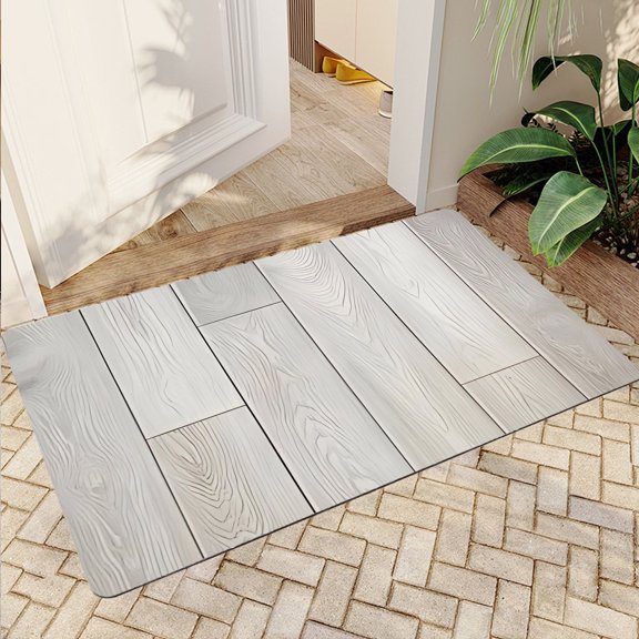 JML Non-Slip MicrofiberFabric & Rubber Doormat - Soft Entryway Rug for Home/Office (16"x24") - Easy Clean Door Mat for Indoor/Outdoor Use, Wood Grain Panels