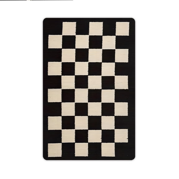 JML Non-Slip MicrofiberFabric & Rubber Doormat - Soft Entryway Rug for Home/Office (24"x36") - Easy Clean Door Mat for Indoor/Outdoor Use, Black And White Checkerboard