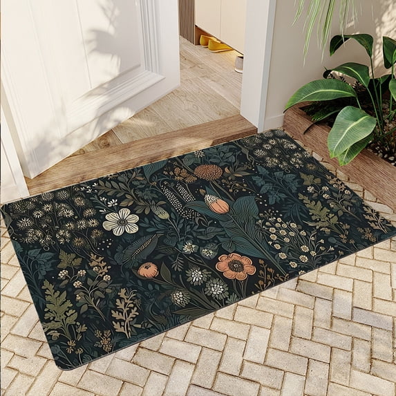 JML Non-Slip Microfiber & Rubber Doormat - Soft Entryway Rug for Home/Office (24"x36") - Easy Clean Door Mat for Indoor/Outdoor Use, Dense Floral Design