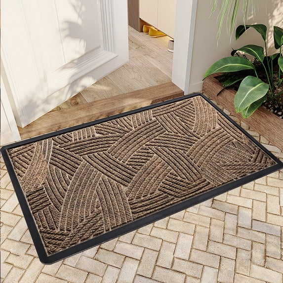 JML Non-Slip Microfiber & Rubber Doormat - Soft Entryway Rug for Home/Office (24"x36") - Easy Clean Door Mat for Indoor/Outdoor Use, Line Texture Design